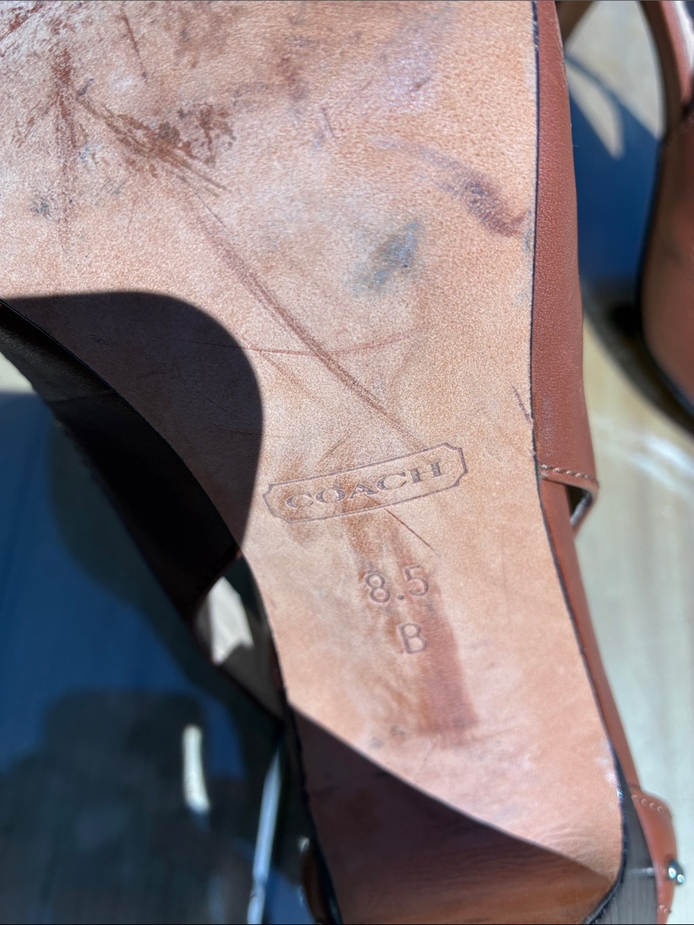 Coach Billie Women's Brown Studded Peep-Toe Heels with Buckle Strap - Picture 8 of 8